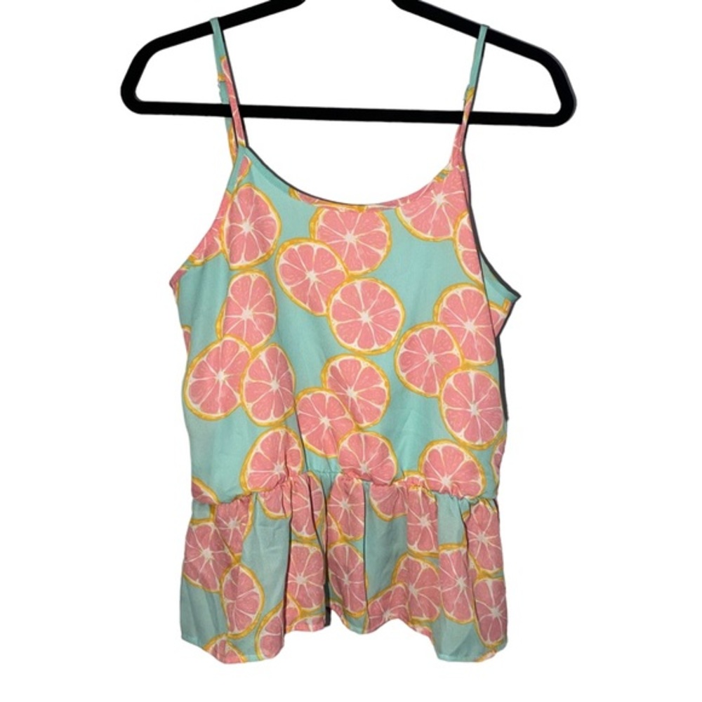 Lauren James Main Squeeze Peplum Top Spaghetti Strap Tank Top Blouse